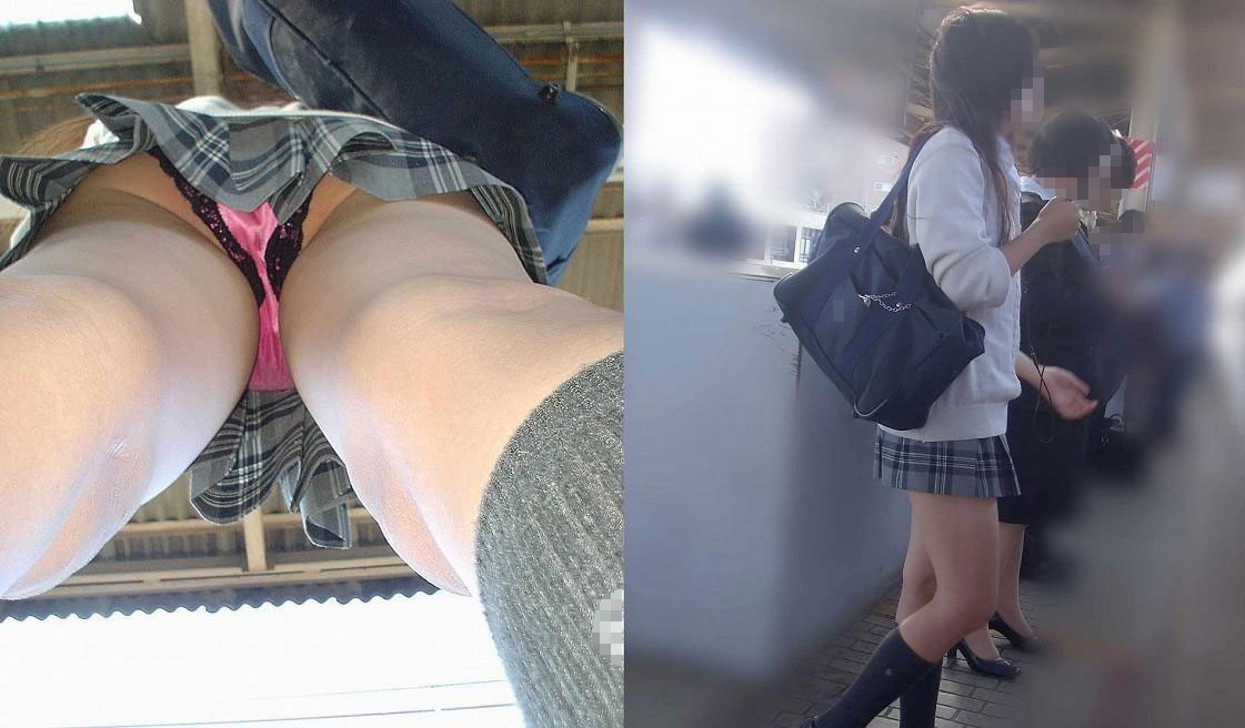 【JKパンチラエロ画像】可愛い制服美少女ばかり狙って逆さ撮り…パンツをバッチリ確認ｗｗｗ-16
