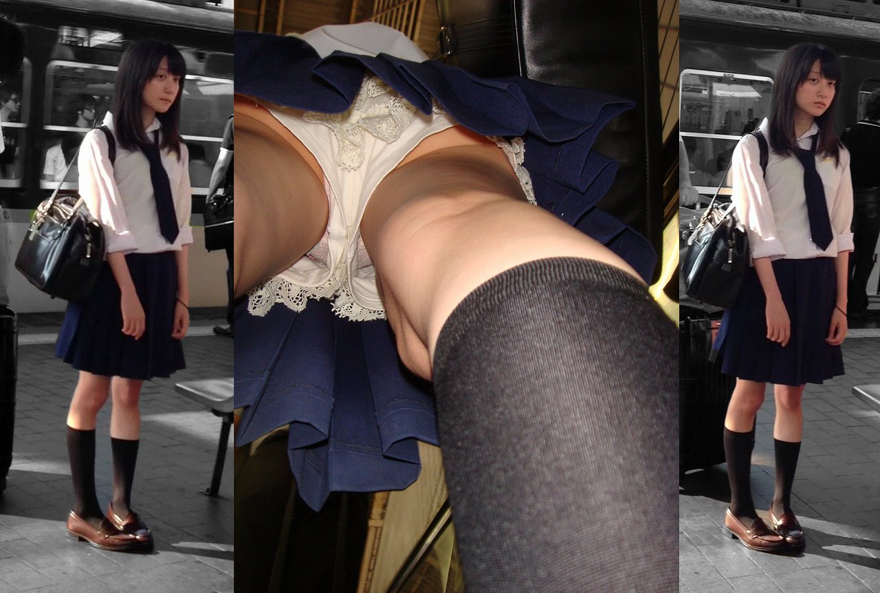 【JKパンチラエロ画像】制服女子校生の食い込みパンツを逆さ撮り…顔出しはマジ抜けるｗｗｗ-13