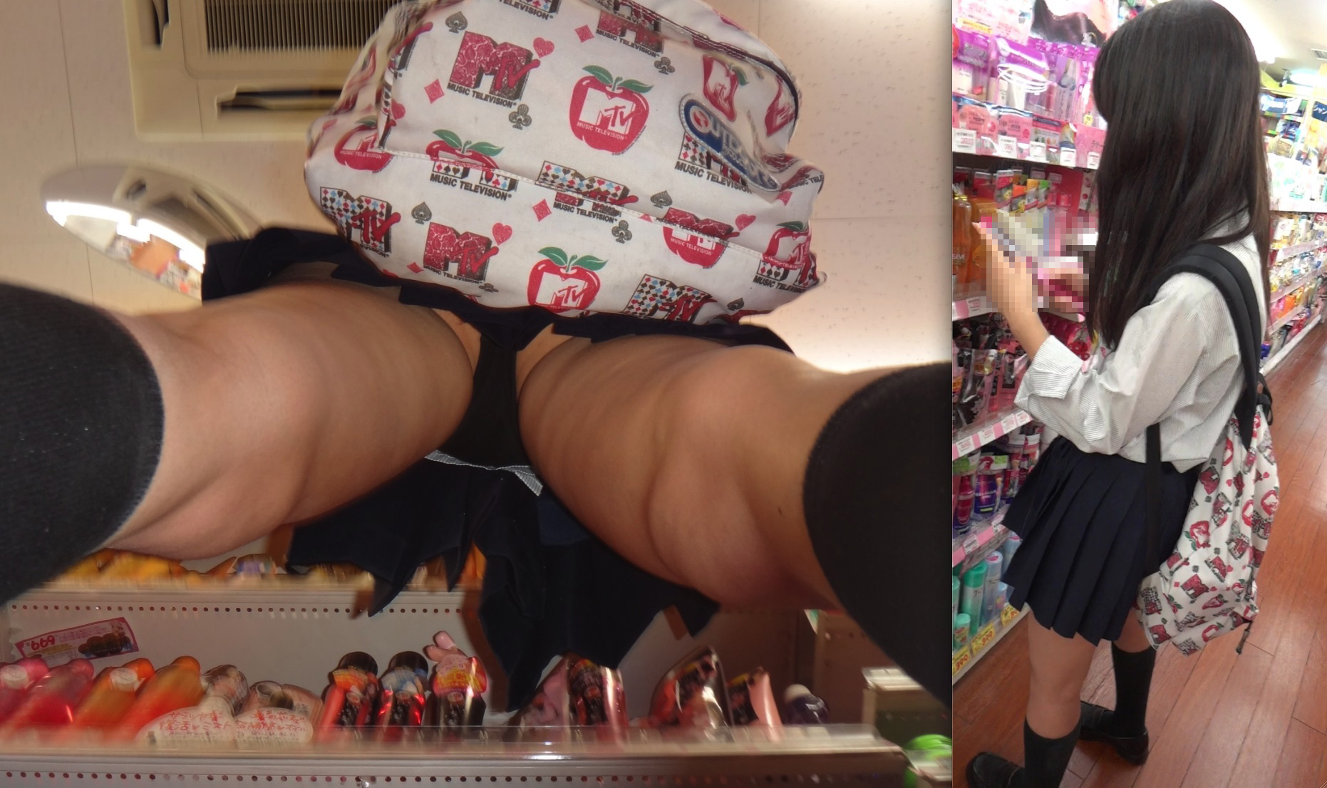 【JKパンチラエロ画像】制服女子校生の食い込みパンツを逆さ撮り…顔出しはマジ抜けるｗｗｗ-17