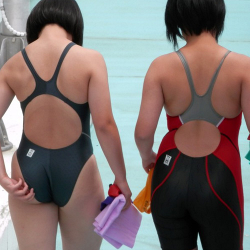 【お尻エロ画像】素人水泳部女子の競泳水着姿で引き締まったプリケツがエッチｗｗｗ