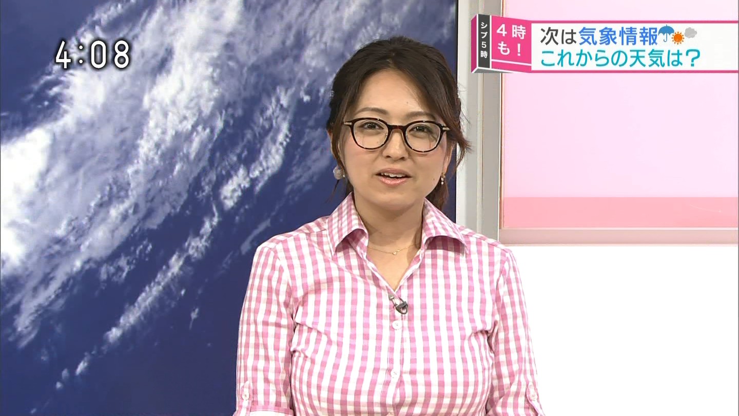 【テレビキャプエロ画像】気象予報士の福岡良子さんの服のボタンが弾けそうな着衣巨乳が素晴らしいｗｗｗ-02