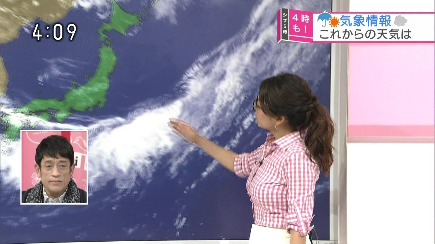 【テレビキャプエロ画像】気象予報士の福岡良子さんの服のボタンが弾けそうな着衣巨乳が素晴らしいｗｗｗ-06