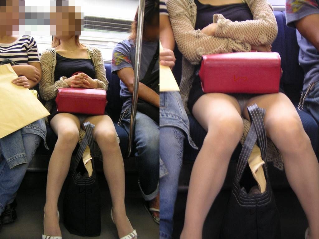 【電車内パンチラエロ画像】無警戒で座ってる素人女子のミニスカの中を激撮…真正面で絶景アングルｗｗｗ-04