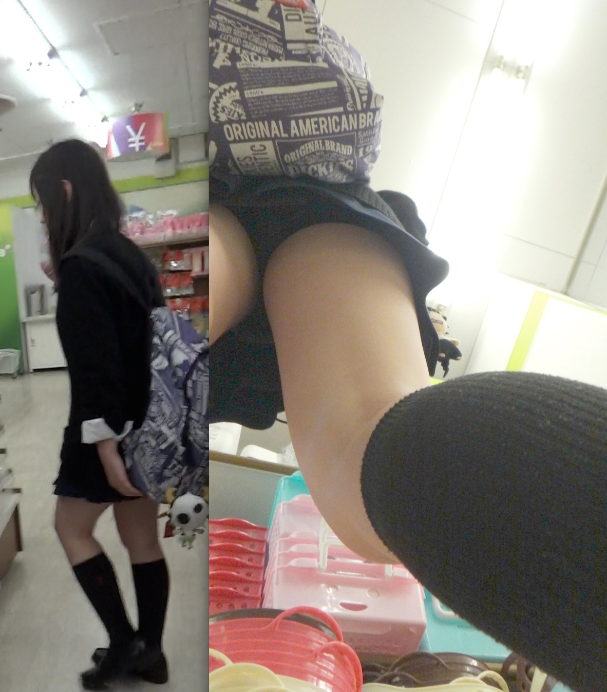 【JKパンチラエロ画像】女子校生のスカート中身を真下から撮影…食い込むパンティーが確認出来るｗｗｗ-12