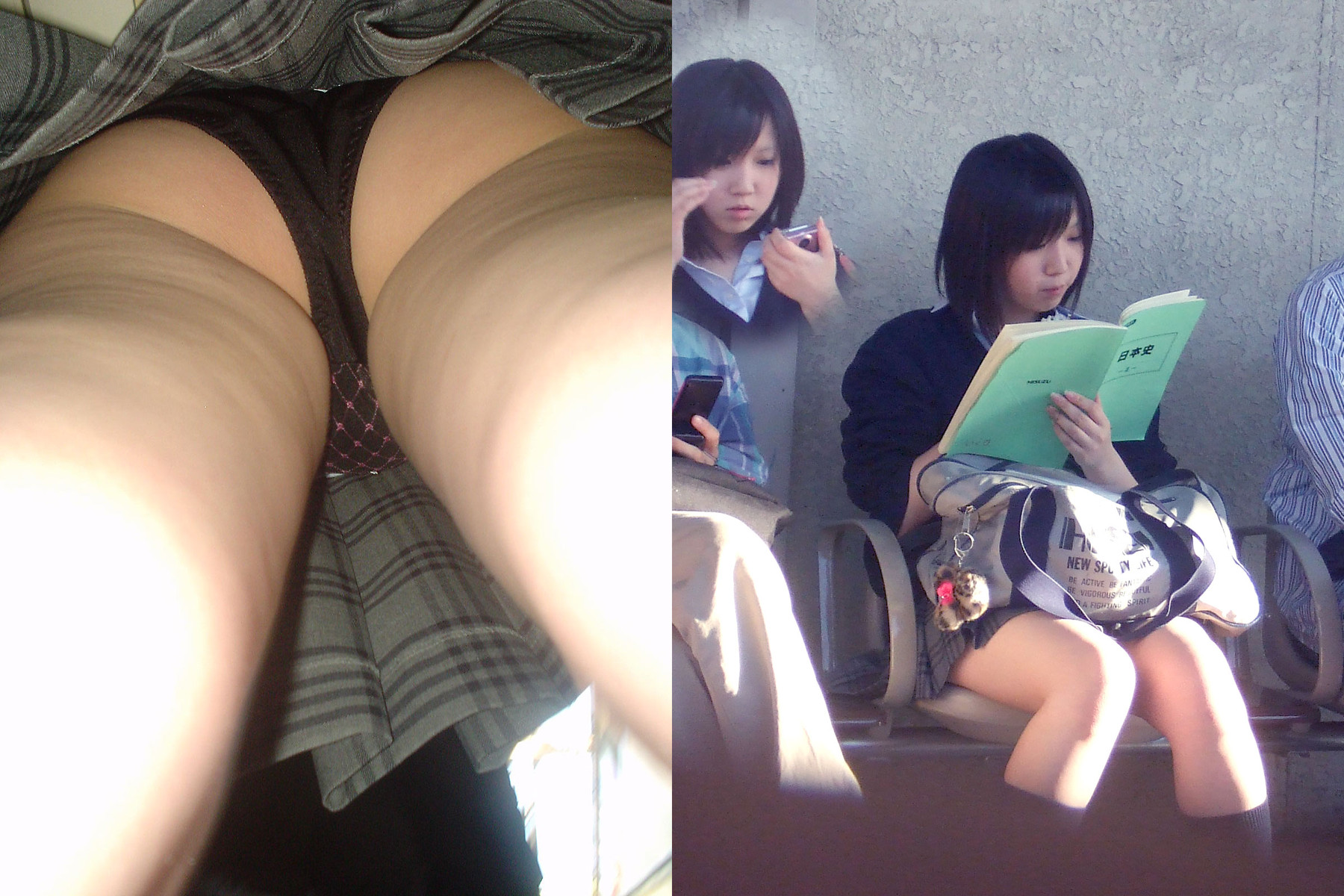 【JKパンチラエロ画像】女子校生のスカート中身を真下から撮影…食い込むパンティーが確認出来るｗｗｗ-17