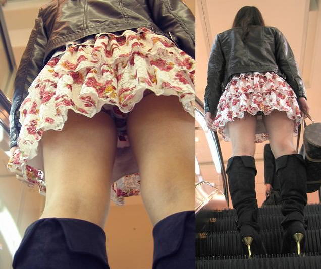 【素人パンチラ盗撮エロ画像】エスカレーターでミニスカ女性のローアングルでパンツを大量ゲットｗｗｗ-19