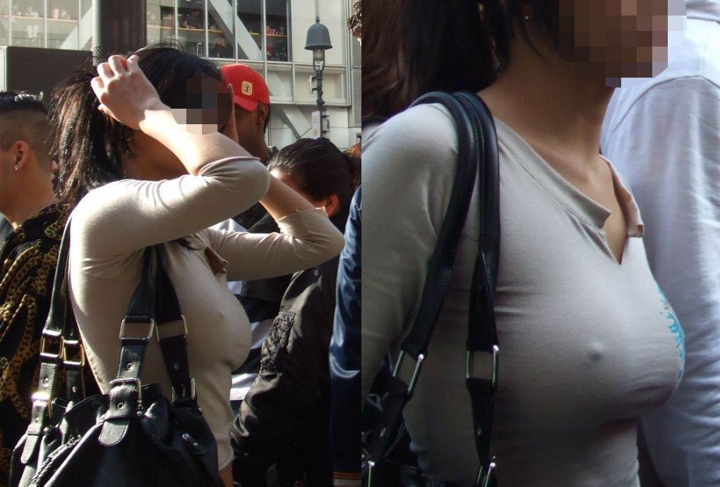 【乳首透け盗撮エロ画像】ノーブラで衣服の上から乳首が浮き出てる素人娘たちｗｗｗ