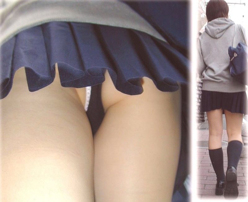 【JKパンチラ盗撮エロ画像】女子校生のスカート内はこんな感じ…パンツがモロ見えでムラムラｗｗｗ-15