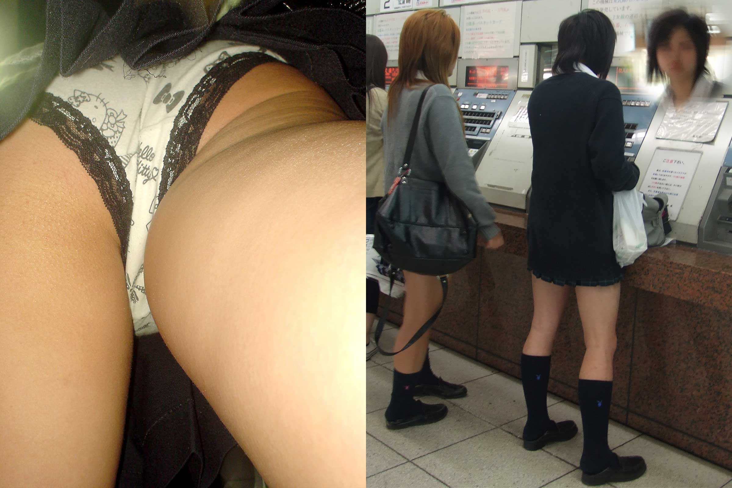 【JKパンチラ盗撮エロ画像】女子校生のスカート内はこんな感じ…パンツがモロ見えでムラムラｗｗｗ-18