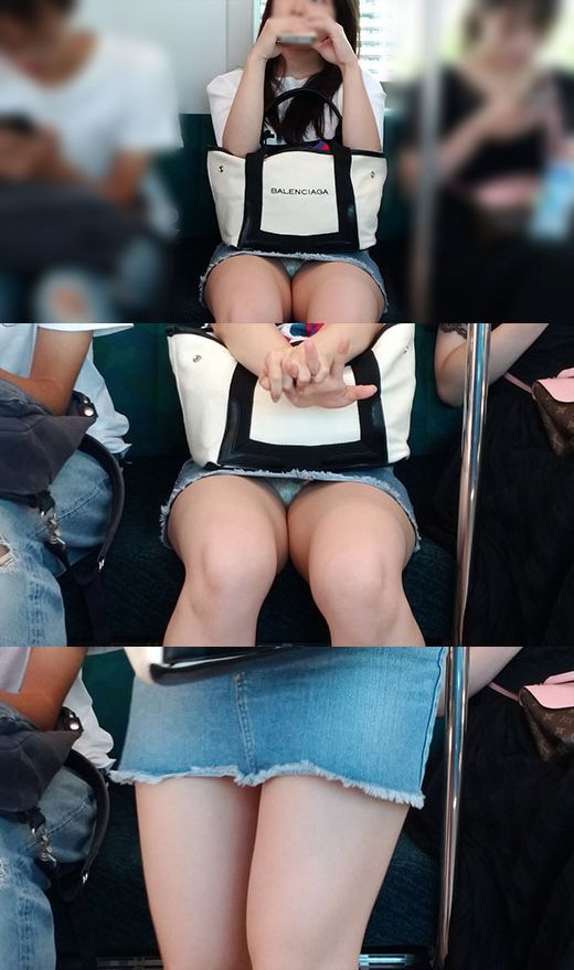 【電車パンチラ盗撮エロ画像】ミニスカを履いてるのに油断してパンティーを晒す対面座席のお姉ちゃんｗｗｗ-05