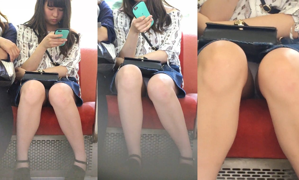 【電車パンチラ盗撮エロ画像】ミニスカを履いてるのに油断してパンティーを晒す対面座席のお姉ちゃんｗｗｗ-13